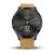 Часы с трекером активности Garmin VivoMove HR Premium, черные, кожа светло-коричн.