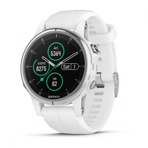 Мультиспортивные часы Garmin Fenix 5S PLUS Sapphire белые с белым ремешком