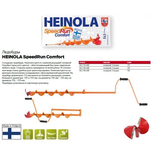 Ледобур Heinola SpeedRun Comfort 155мм/0.6м
