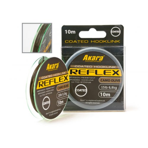 Материал поводочный Akara Reflex Hooklink Camo Olive в оболочке 10 м