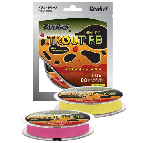Шнур Benkei Trout PE 100m, желтый fluo
