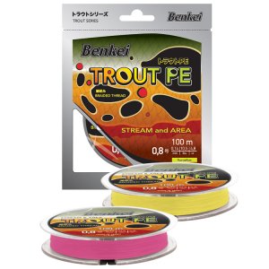 Шнур Benkei Trout PE 100m, желтый fluo